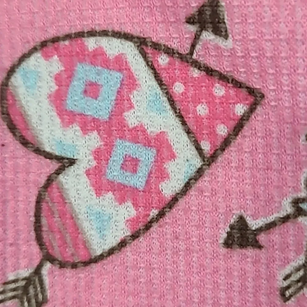 Justice Girls Nightgown I love Peace Pink Waffle Knit Heart Arrow Gown Pajamas